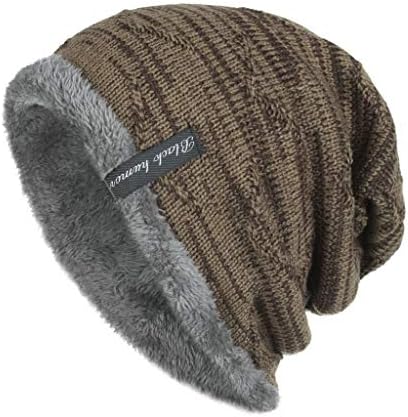 Llmoway homens mulheres inverno quente gorro elástico crânio slouchy cap chapéu de lã ladeado