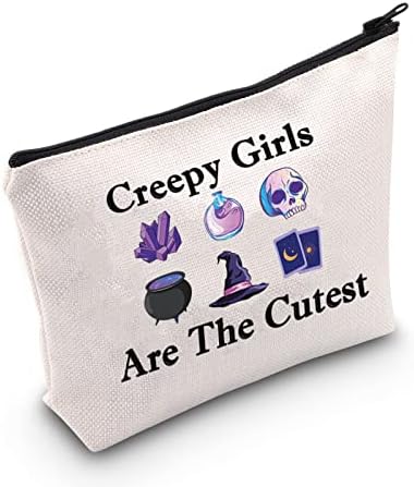 Mnigiu Funny Halloween Makeup Bag Gift Creepy é o mais fofo Poison Witchy Cosmetic Bag presente gótico