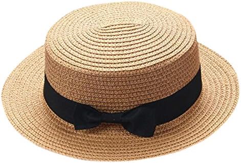 Chapéu de sol do sol, chapéu de palha de bowknot para crianças chapéu de boate largo vasto dobrável Chapéus de praia lisos lisos de praia Proteção UV
