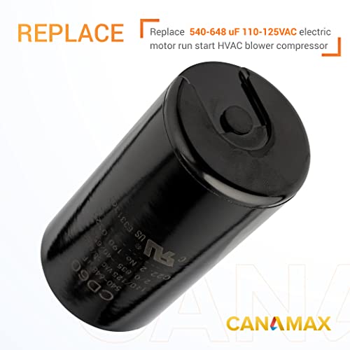 CANAMAX Premium 540-648 UF/MFD 110-125 Vac Volt Run Round Start Capacitor-ajuste exato para capacitores de motor monofásicos OEM