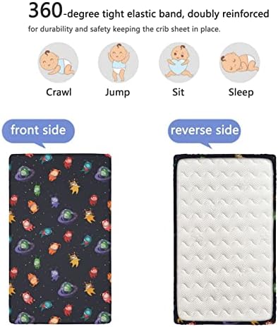Espaço com temas de mini folhas de berço, lençóis portáteis de mini berço de colchão de criança macia.