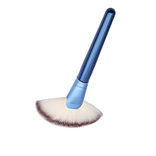 Brush de maquiagem de ventilador grande mistura de face de face pó de pó pincel azul prático e profissional