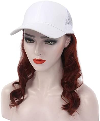 Yfqhdd feminino de moda, bonés de cabelo, chapéus de beisebol branco, perucas, perucas vermelhas curtas longas, chapéus