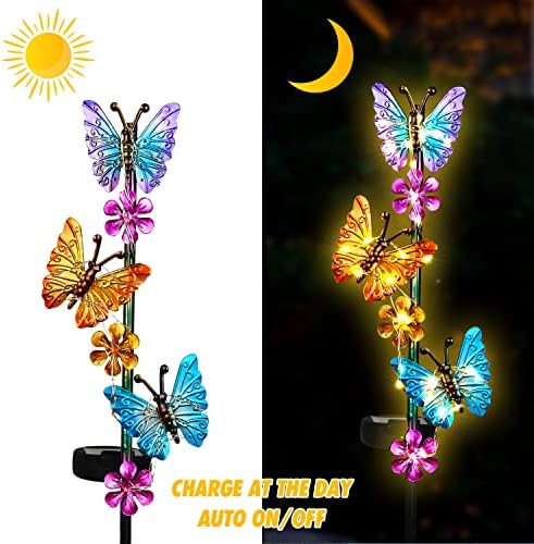 Luzes solares ao ar livre de jardim à prova d'água Butterfly Butterfly Decorativa Luzes de Estaca Solar com Decoração