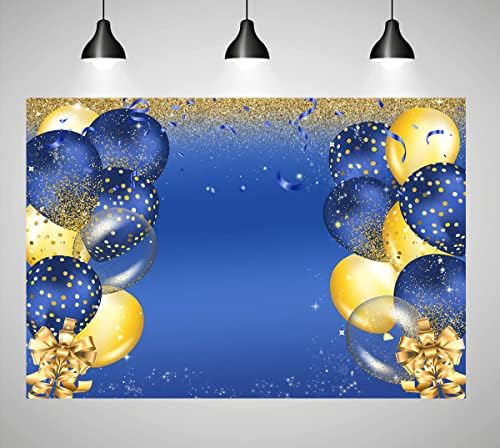 Balões azuis e dourados de aniversário homens homens homens azuis balões dourados glitter bokeh manchas fotografia decorações de
