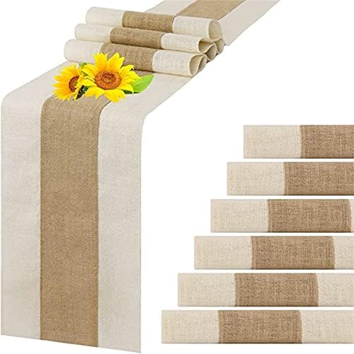 Corretores de mesa de estilo de aboltar os corredores de linho em casa Runner Farmhouse Straded Listled Table Runner para