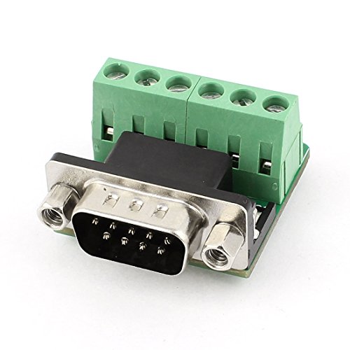 UXCELL DB9 RS232 Connector masculino de 9 pinos para 6 Position Terminal Breakout Board