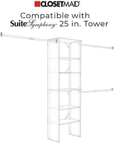 Closetmaid Suitesymphony Wood Closet Port Set Par, adicione o estilo de agitador de acessórios, para armazenamento, roupas, para 25 pol. Unidades, níquel cinza/cetim natural