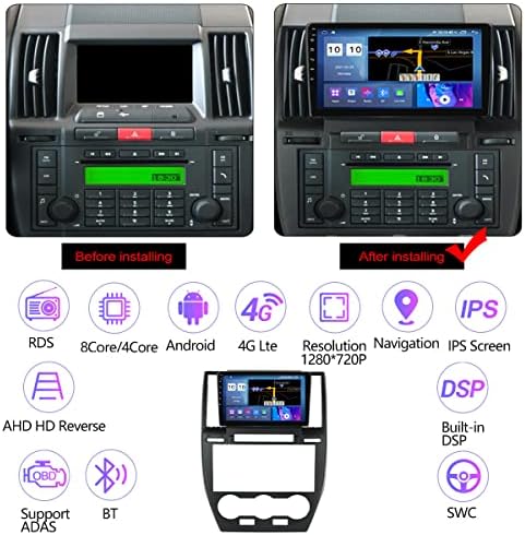 FBKPHSS Double Din Car Rádio Estréreo para Land Rover Freelander 2 2006-2012, Multimedia Satellite GPS Navigator + Câmera