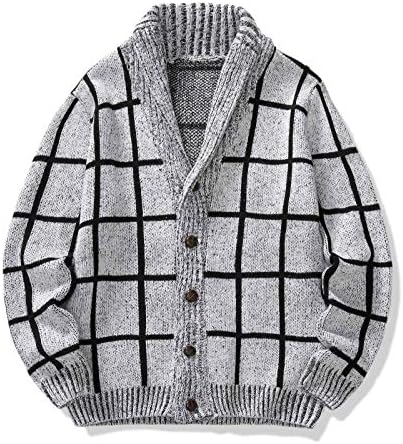 Pullover de capuz masculino, abeto de inverno frontal moderno cardigã homens de manga longa trabalham botão macio para baixo suéter Solid9