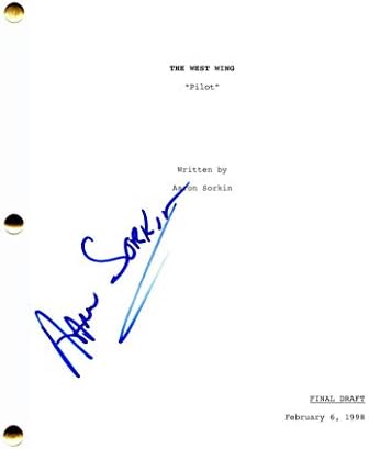 Aaron Sorkin assinou autógrafo The West Wing Full Pilot Script - Martin Sheen, Rob Lowe, Allison Janney, Bradley Whitford, The Newsroom, para matar um pássaro zombador, alguns bons homens, Moneyball, a rede social
