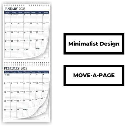 2023-2024 Calendar de parede de 2 meses de visão por Strivezen, Move-A-Page, mensal, dobrável, vertical, abril de 2023-dezembro