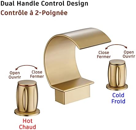 Torneiras de banheiro de cachoeira de Mondawe para pia de 3 orifícios com 2 alças, 8 polegadas de altura arco de torneira de banheira
