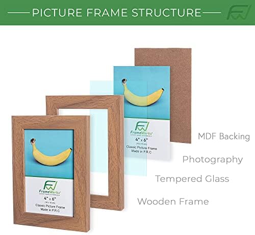Estruturas 4x6 quadros clássicos de madeira de madeira com vidro temperado / carvalho natural / 2-pacote