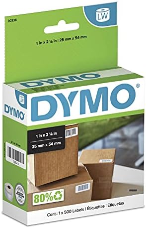 DYMO Authentic LW Rótulos multiuso LW | Rótulos de Dymo para impressoras de gravadoras, 1 rolo de 1000 e LW Rótulos multiuso brancos, 1 '' x 2-1/8 '', 1 rolo de 500