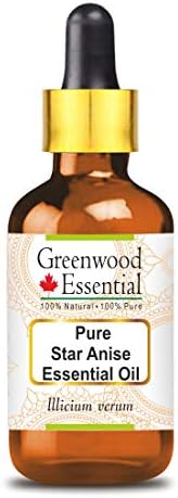Greenwood Essential Pure Star Anis Essential Óleo com Grista Premium de Vidro Premium Grade Terapêutica Para Cabelos, Pele