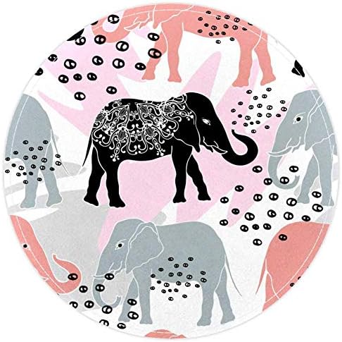 Heoeh elefantes coloridos, capacho sem deslizamento de 15,7 de tapete redondo tapetes tapetes tapetes para crianças quarto