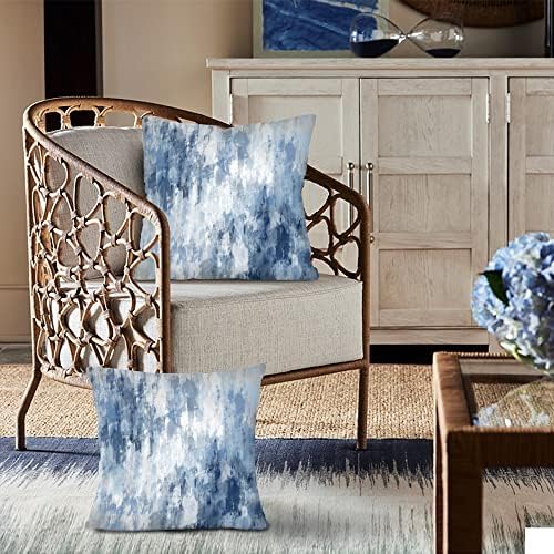 Pacote de Vineland de 2 abstratos de travesseiro de arremesso de travesseiros decorativos para sofá-cama de sofá, padrão azul, impressão