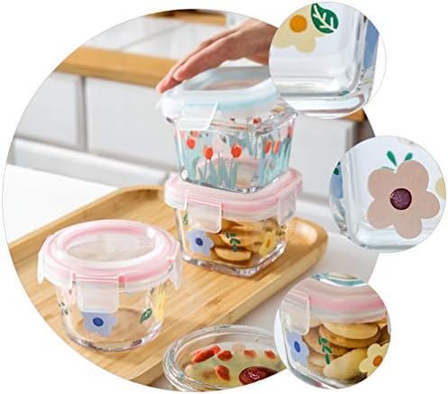 Hemoton 120ml Glass Baby Food Storage Rechiers com tampas de travamento hermético pequenos recipientes para lanches Dips Freezer armazenamento de bebês potes com tampas de preparação de alimentos estilo 2