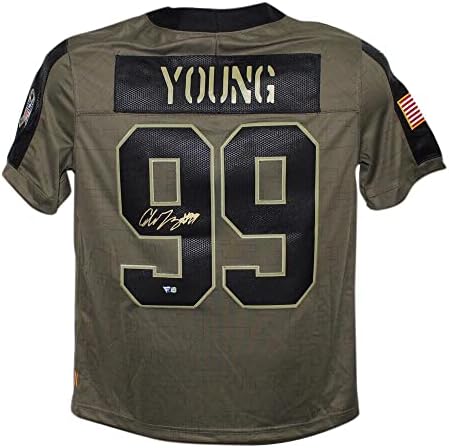 Chase Young assinou o time de futebol de Washington Nike Salute L Jersey Fan 37108 - camisas da NFL autografadas