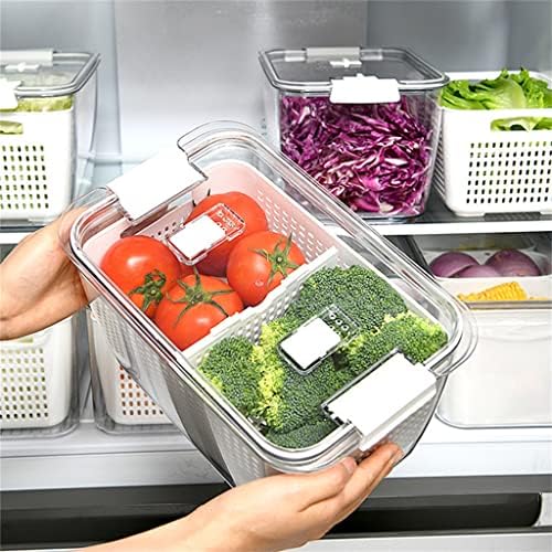 Caixa de armazenamento de geladeira Slnfxc Caixa de armazenamento selada Caixa de drenagem Fruta e recipiente de vegetais
