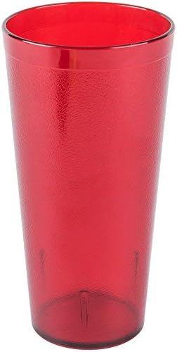 Novo, 16 onças. Copo de bebida em torno de copo, xícaras empilháveis, plástico commerérical resistente à quebra, conjunto de 6-Ruby Red