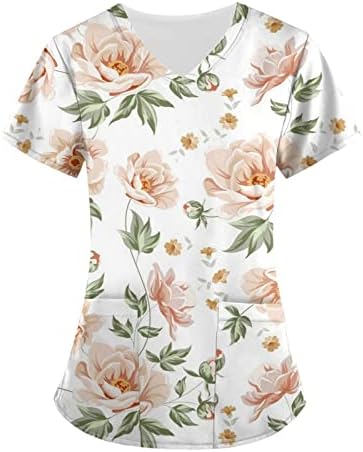 Blusa uniforme camisa de esfoliação de verão de manga curta v pesco