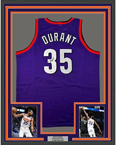 Kevin Durant emoldado/assinado 33x42 Jersey de basquete roxo Phoenix Beckett Bas Coa