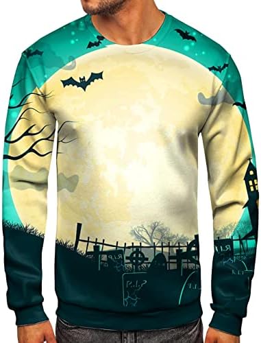 Sorto xxbr Halloween para homens, 2022 New Men Scary Pumpkin Impresso Hoodless Pullover Party Party Casual Sweetshirt
