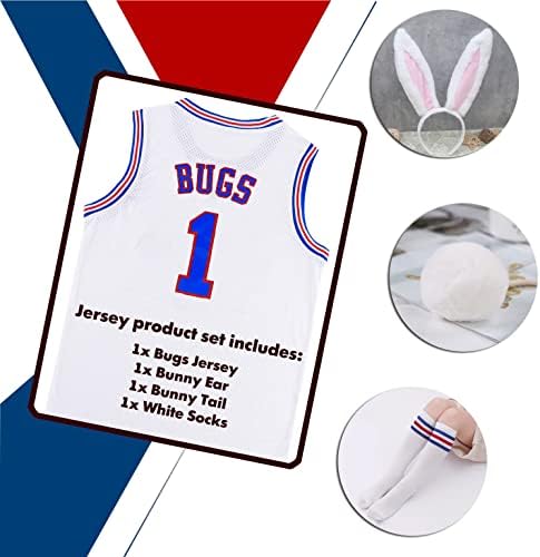 Mensagem de basquete masculino 90s Bugs #1 /lola #10 Filme espacial Jersey Sports Halloween Trajes Set Jersey White XS-XXL