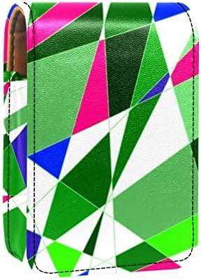Caixa de batom de Oryuekan, bolsa de maquiagem portátil fofa bolsa cosmética, organizador de maquiagem do suporte do batom, padrão de linhas abstratas verdes padrão