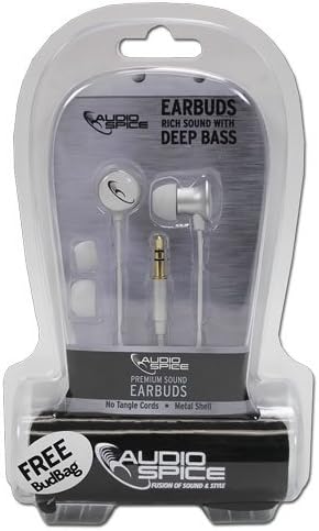 Fone de ouvido com fio AudioSpice para smartphones universais - embalagens de varejo - branco