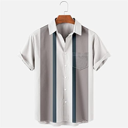 Mens camisa de boliche da década de 1950 camisa de acampamento vintage muito alto Rockabilly Golf Button de manga curta para