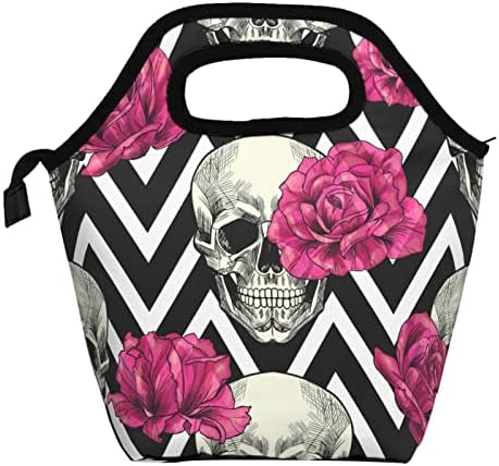 Skull and Roses Lunch saco isolado Luncher Lunch Box Reutilable para homens Men Men Work Office College Picnic