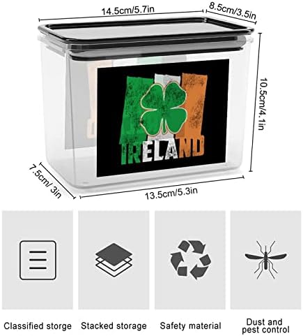 Caixa de armazenamento de plástico da bandeira irlandesa Recipientes de armazenamento de alimentos com tampas de arroz balde selado