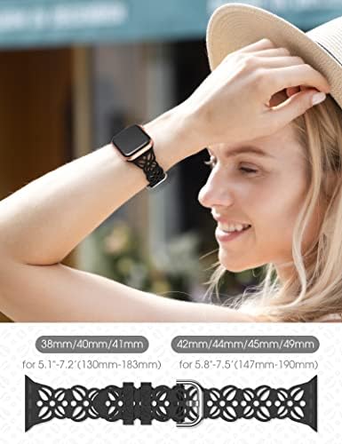 Wearlizer 3 Pacote de recorte de renda floral fina compatível com Apple Watch Watch 42/44/45/49mm Women Silicone Sport