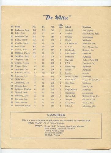 10 de agosto de 1954 NFL Football Baltimore Colts Preview Night Program - NFL Programs