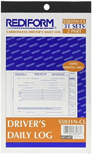 Livro diário de registro diário do motorista rediforme, sem carbono, 5,375 x 8,75 polegadas, 31 duplicatas, branco/amarelo