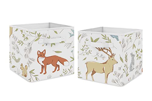 Sweet JoJo Designs Woodland Animal Toile Tobal Fabric Storage Cube Caixas Caixas Organizador Toys Kids Baby Childrens