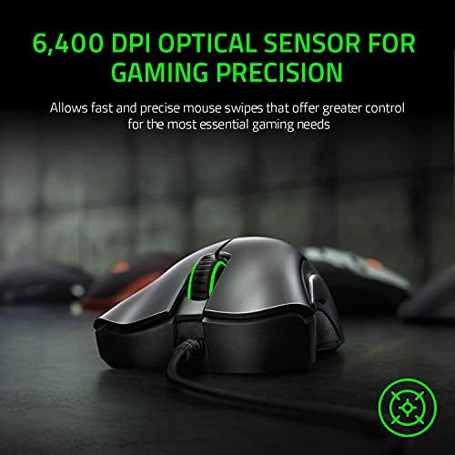 Razer DeathAdder Essential Gaming Mouse: Sensor óptico de 6400 dpi - 5 botões programáveis ​​- interruptores mecânicos - garras laterais