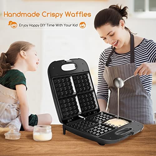 Fazeador de waffle Aigostar, Ferro de Waffle antiaderente de 4 fatias, máquina de waffle quadrada de 1400W com luzes