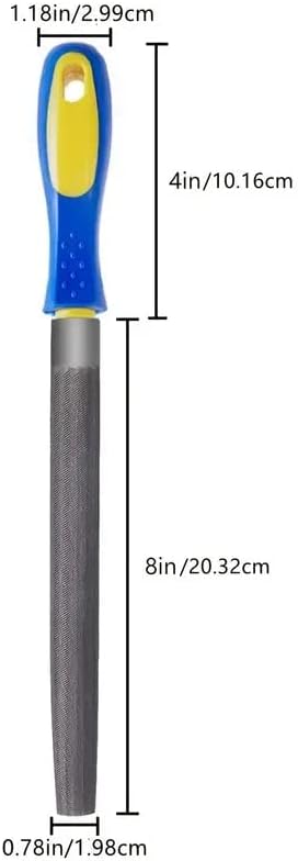 Arquivo de mão meia-rodada de 8 polegadas com aço endurecido com alto carbono | Grip ergonômico | Alça de plástico