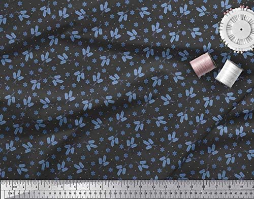 Dot de tecido de camisa de algodão soimóis, folhas e tecido estampado artístico floral por quintal de 58 polegadas de largura