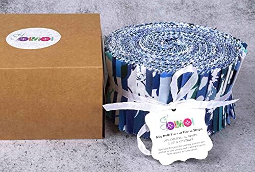 Soimoi 40pcs Floral Artistic Artistic Cotton Pré -Tecidos para Quilting Tiras de artesanato 2.5x42inChes Jelly Roll - Blue