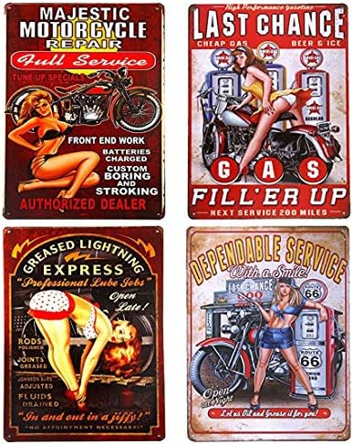 MOTORAÇÃO DE GETRA DE GIRLA PING GIRL UOOOPAI MOTORCIONE DE MOTORAÇÃO COMPLETA ROTA 66 REPARO DE METAL POSTER RURAL VINTAGE SILH