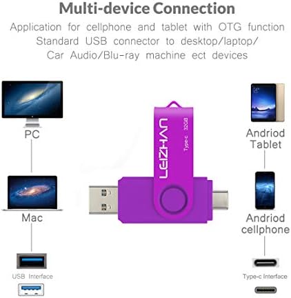 Leizhan 32 GB USB C Flash Drive 3.0, Photostick Tipo C para Samsung Galaxy S10, S9, S8, S8 Plus, LG G6, Google Pixel XL,