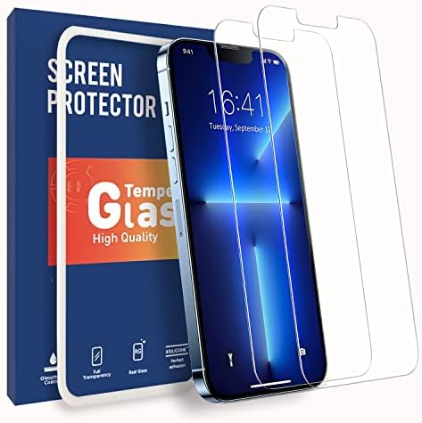 Protetor de tela de pacote Musuger 2 Compatível com iPhone 14, iPhone 13 e iPhone 13 Pro, filme de vidro temperado Ultra HD com estrutura de alinhamento de instalação, anti -scratch, bolhas grátis
