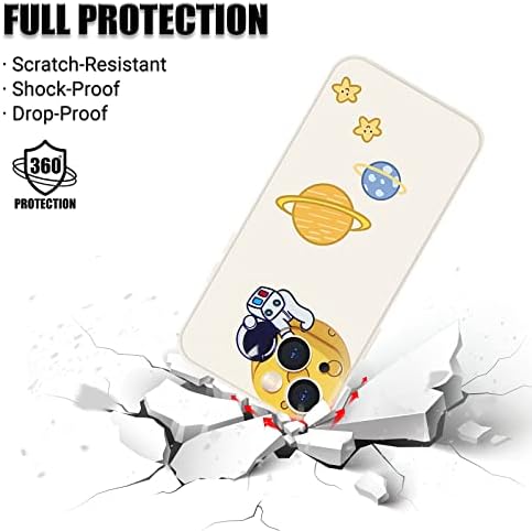 Jusy [3p] Little Astronaut Compatible com o iPhone 13 Case e 2 Protetor de tela de vidro temperado compatível com o iPhone 13, Space Universe Cute Detoon Pattern, carregamento sem fio
