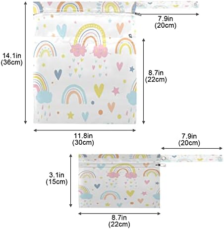 Xiua desenho animado Rainbow Saco molhado à prova d'água para fraldas de pano lavable saco de seco molhado reutilizável