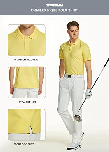 Camisetas pólo de manga curta masculina do TSLA, Camisetas de golfe seco rápido de ajuste regular, Desempenho esportivo DRI Flex Tech Solid Top camisetas